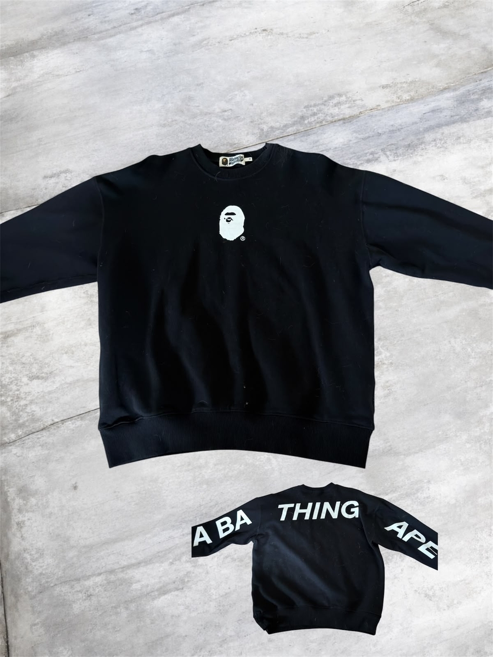 A Bathing Ape Black Crewneck Sweatshirt with Ape Head Logo
